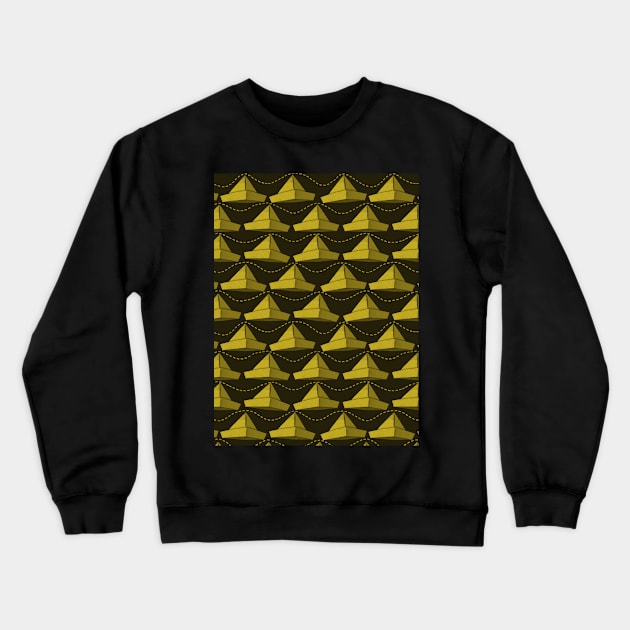 Paper Hats Pattern Yellow Crewneck Sweatshirt by DrawingEggen